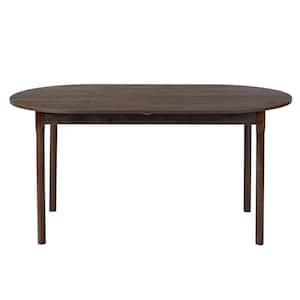 74.8 in. Oval Walnut MDF Top Wood Frame Extendable Dining Table (Seats 4-8)