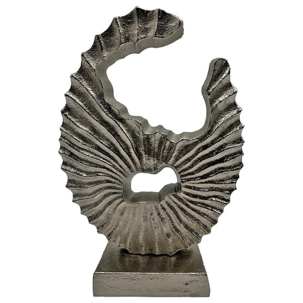 castellousa Silver 10.5 in. x 4 in. Aluminum Metal Abstract Modern Moon Sculpture