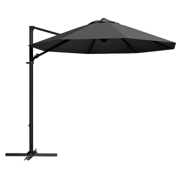10 ft. Market Cantilever Outdoor Patio Umbrella with 360° Rotation in Black