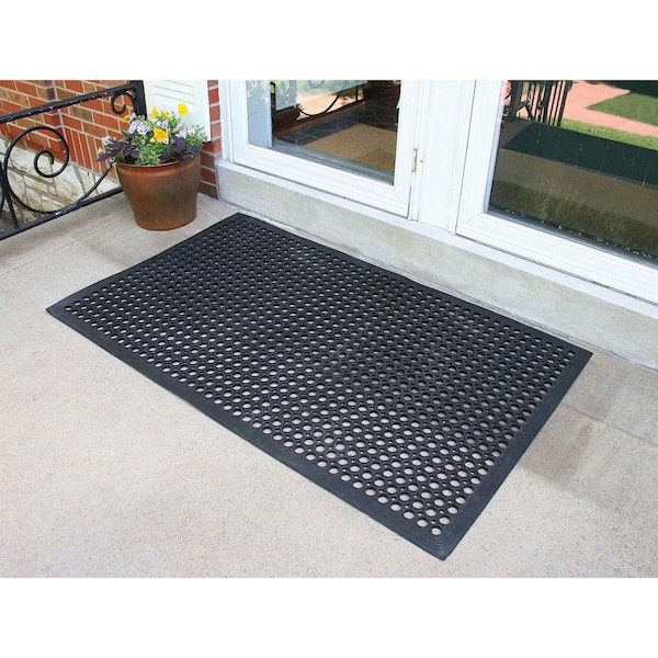 Workplace Floor Mat, No Slip/Anti-Fatigue/Drainage, Narrow Grid