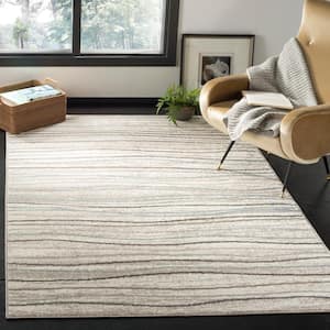 Amsterdam Cream/Beige 5 ft. x 5 ft. Abstract Striped Square Area Rug