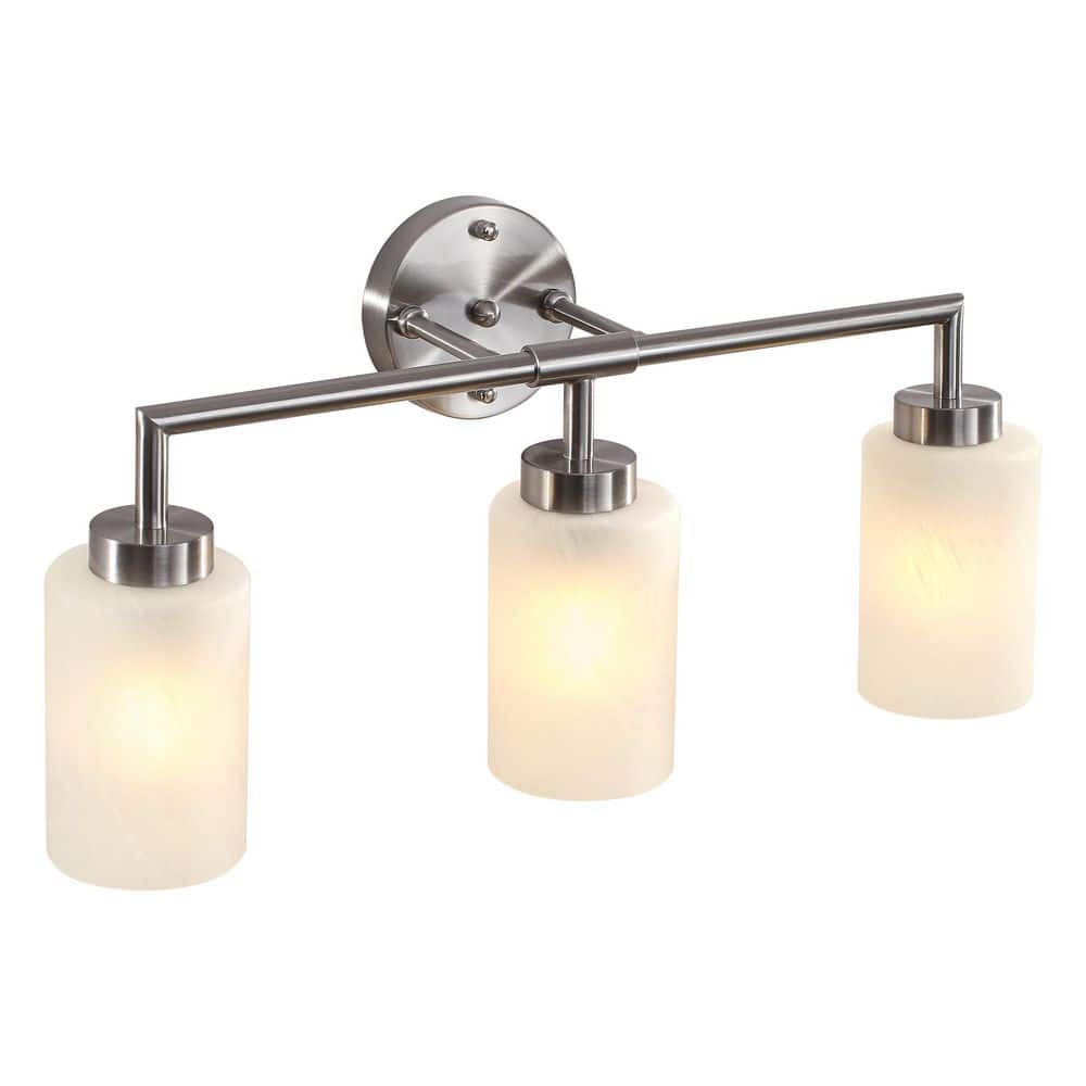 22.44 in. 3-Light Nickel Industrial Vanity Lights with Glass Shade Wall Sconce for Kitchen Living Room Hallway price history on PriceWatchPro