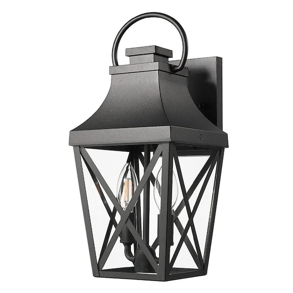 2-Light Black Metal Hardwired Outdoor Weather Resistant Post Light with No Bulb included (1-Pack)