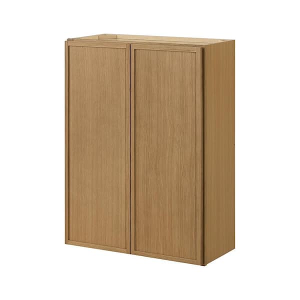 Leyton 27 in. W x 12 in. D x 36 in. H Ready to Assemble Plywood Slim Shaker Wall Kitchen Cabinet in White Oak