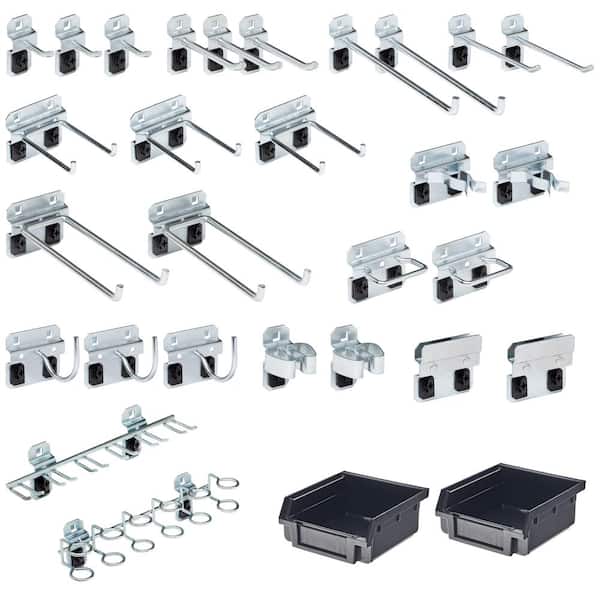 Triton Products LocHook Zinc Plated Steel Hook and Bin Assortment for LocBoard (30-Piece)
