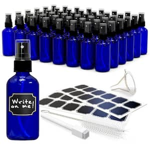 4 oz. Glass Spray Bottles with Funnel, Brush, Marker and Labels-Blue (Pack of 48)