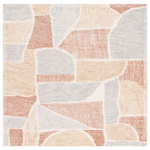 Metro 6 ft. x 6 ft. Taupe/Gray Abstract Geometric Square Area Rug
