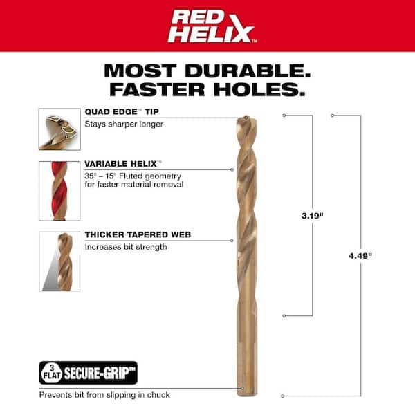 Milwaukee 21/64 in. Cobalt Red Helix Drill Bit 48-89-2318 - The