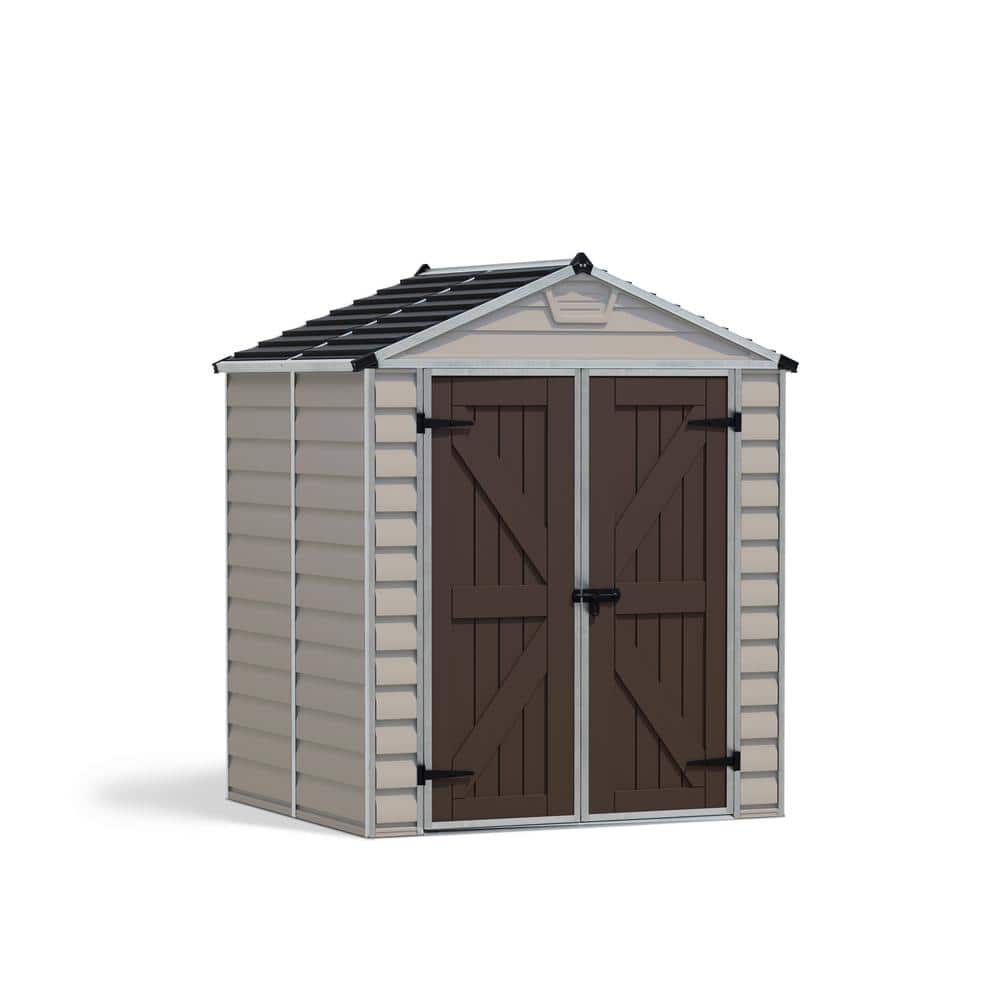Tan and Brown Polycarbonate Aluminum Outdoor Storage Shed