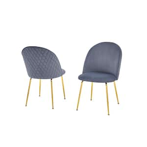 Kerk Dark Gray Velvet Chairs Set of 2.