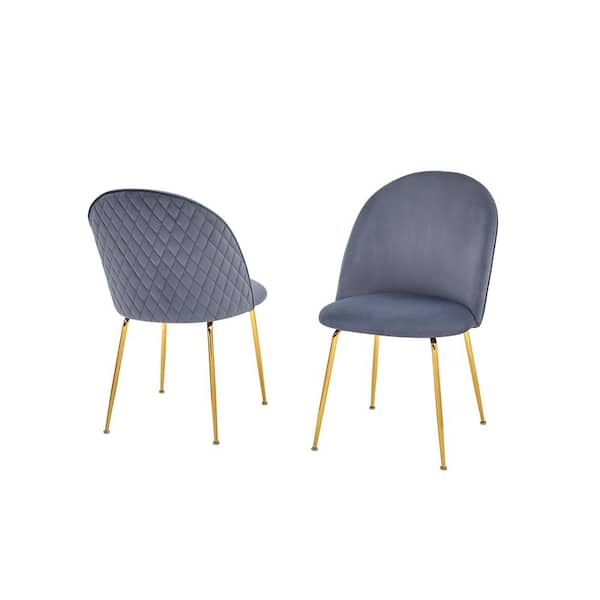 Best Quality Furniture Kerk Dark Gray Velvet Chairs Set of 2.
