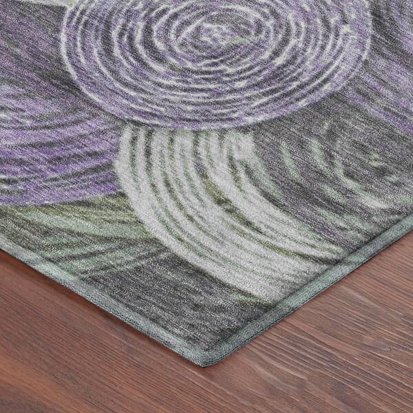 Mayfield Premium Machine Washable Abstract AMF2267 Purple 2 ft. x 3 ft. Accent Rug