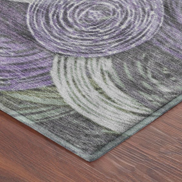 Mayfield Premium Machine Washable Abstract AMF2267 Purple 2 ft. x 7 ft. Runner Rug