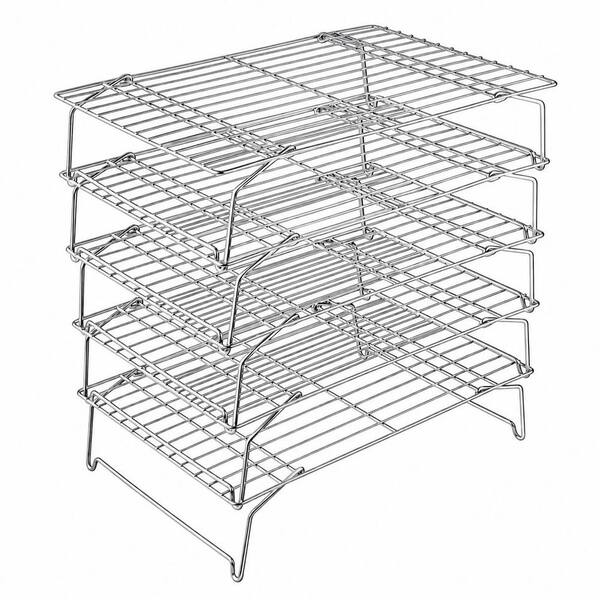 5-Tier Stackable Stainless Steel Cooling Rack for Baking, Roasting, and Grilling, 15 x 10 in, Oven Safe