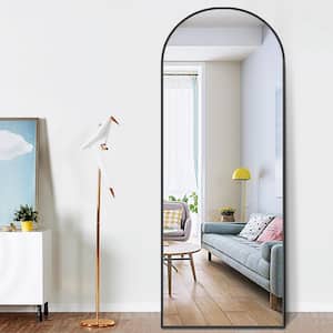 65 in. x 22 in. Modern Arched Shape Framed Black Standing Mirror Full Length Floor Mirror