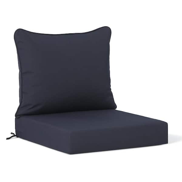 WESTIN OUTDOOR FadingFree 2-Piece Outdoor Patio Deep Seating Lounge Chair Seat Cushion and Back Pillow Set, Navy Blue