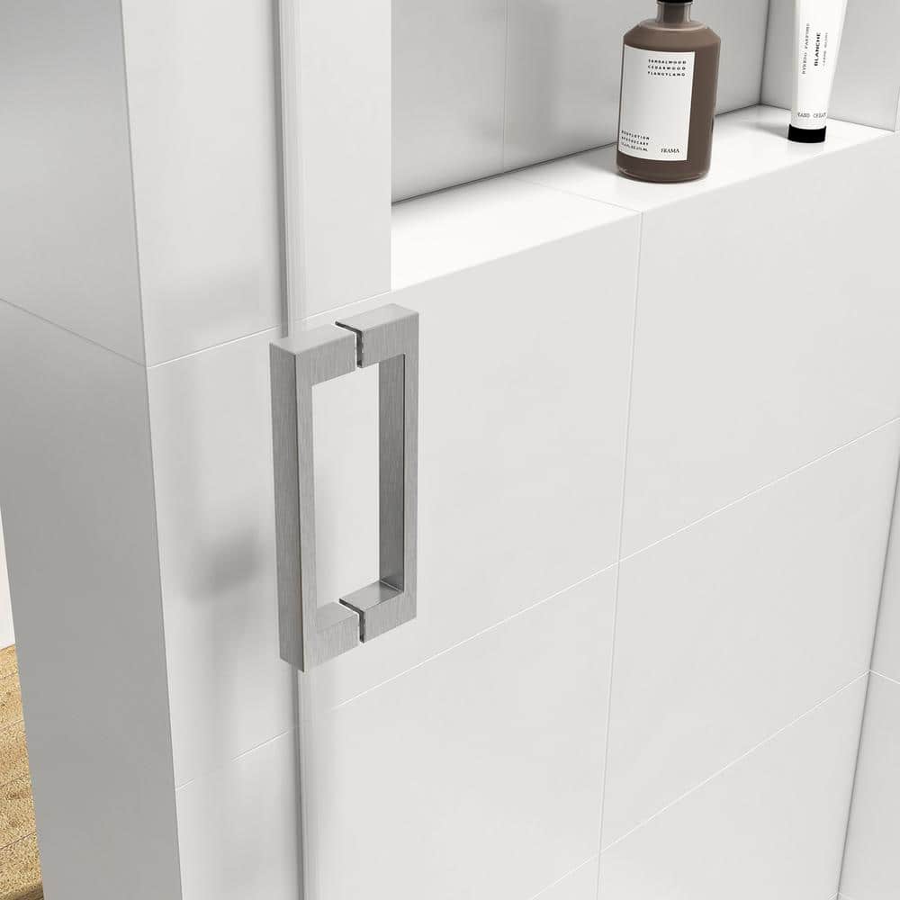 60" x 76" Frameless Sliding Shower Door in Brushed Nickel