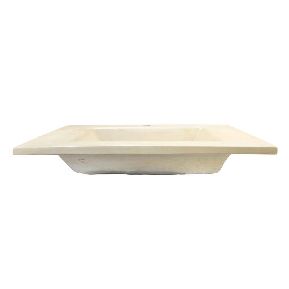 31" Cream Concrete Single Rectangular Sink Top