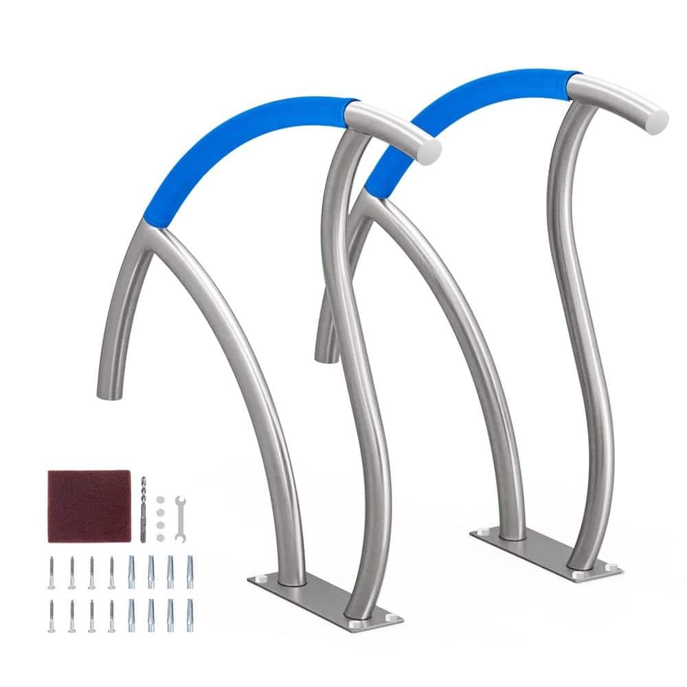 30 in. x 30 in. Stainless Steel Pool Handrail Set of 2 with Base Plate, Rust-Resistant Grab Rails for Spa & Deck price history on PriceWatchPro
