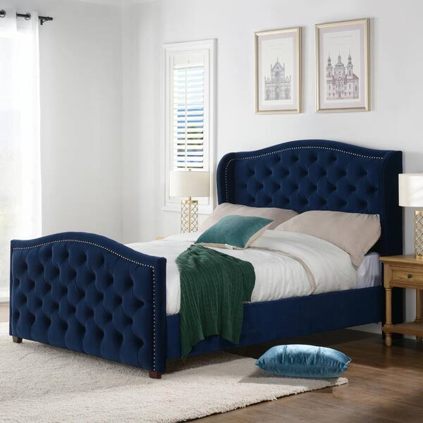 Jennifer Taylor Marcella Navy Blue Queen Upholstered Bed 52130 3 859 2 The Home Depot - Upholstered Bed Frame Queen Navy Blue Jennifer Taylor Marcella Navy Blue Queen Upholstered Bed 52130 3 859 2 The Home Depot - Upholstered Bed Frame Queen Navy Blue