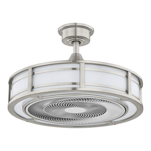 Brette III 23 in. Integrated LED Indoor/Outdoor Brushed Nickel Ceiling Fan with Light and Remote Control