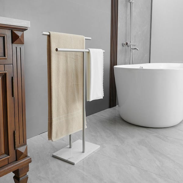 Modern Flat-End Brushed Nickel Bath Towel Bars