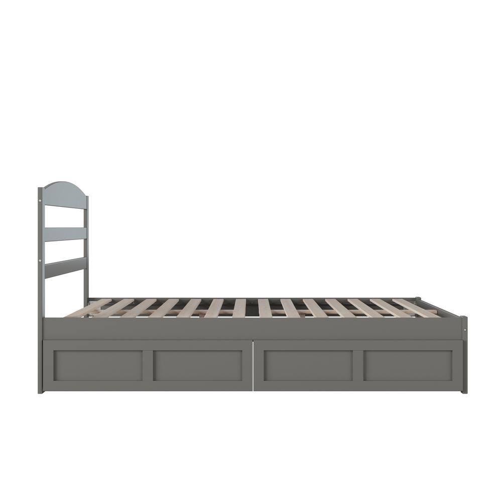 Warren Gray Queen Wood Platform Bed with Storage Drawers