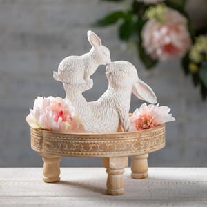 9.5 in. Cream Playful Bunny And Baby Pair