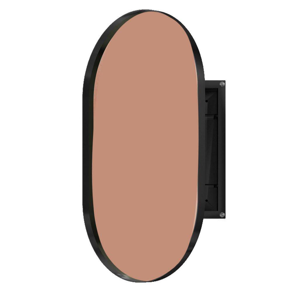 Classic 20 in. W x 34 in. H Oval Recessed Metal Medicine Cabinet with Mirror price history on PriceWatchPro