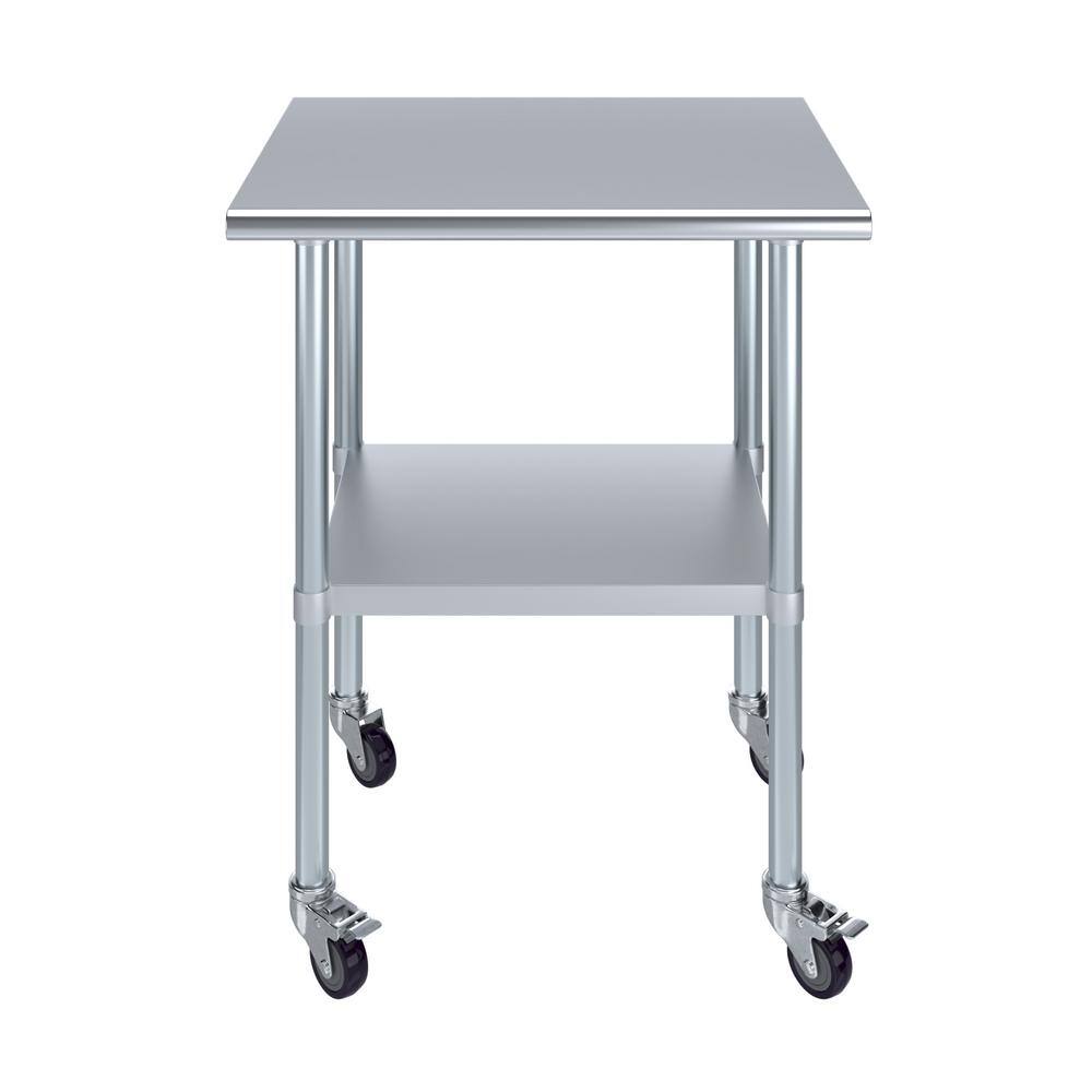 30" Stainless Steel Work Table with Undershelf and Casters