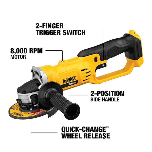 DEWALT 20V MAX Cordless 4.5 in. - 5 in. Angle Grinder (Tool Only) DCG412B -  The Home Depot