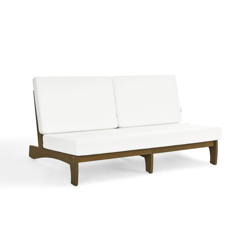 Teak Color Solid Wood Frame 3-Seater Outdoor Sofa with Beige Cushions price history on PriceWatchPro