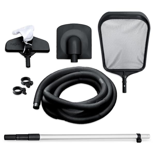 Funsicle Deluxe Maintenance Kit for Above Ground Pools, with Adjustable Pole, Water Hose, Vacuum Adapter and Skimmer, Black
