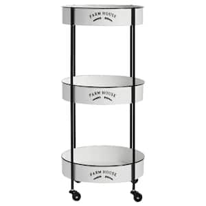 34 in. White Rolling 3 Shelves Kitchen Storage Cart with Wheels