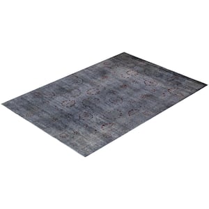 Gray 5 ft. 2 in. x 7 ft. 6 in. Fine Vibrance One-of-a-Kind Hand-Knotted Area Rug
