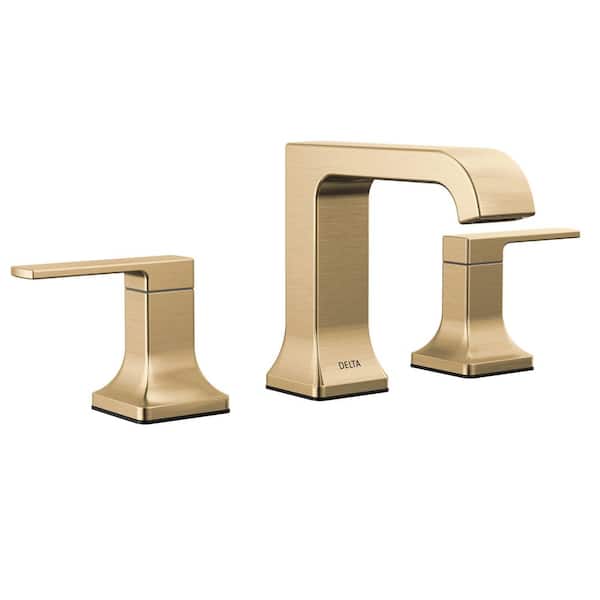 Velum Gold 8 in. Widespread Double Handle Bathroom Faucet with Drain Kit Included in Champagne Bronze