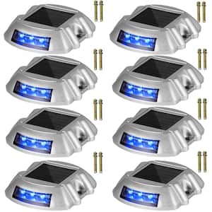 Solar Deck Lights 12-Pack Outdoor Waterproof Wireless 6 LEDs Driveway Lights for Deck Dock Driveway Path Warning Blue