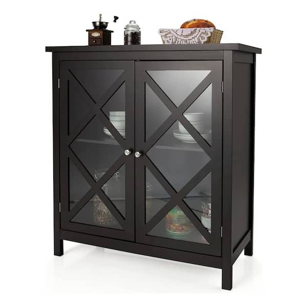 Bunpeony 14.5 in. W x 14.5 in. D x 63 in. H Black Freestanding Bathroom Storage Linen Cabinet