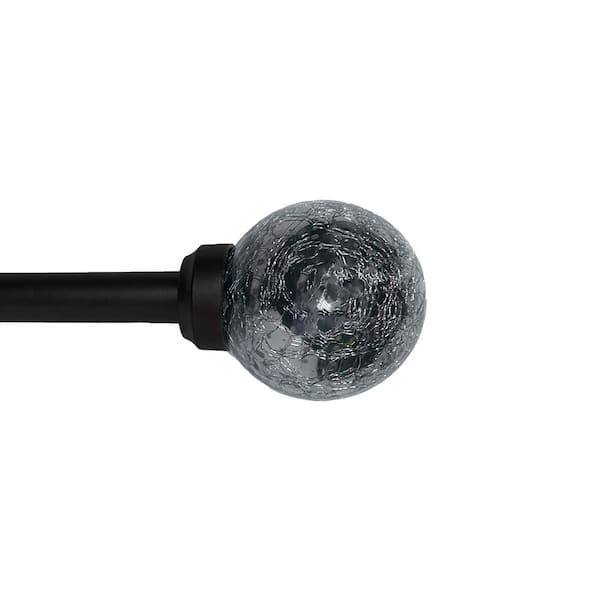 Versailles Home Fashions Industria 72 in. - 144 in. Adjustable Single 3/4 in. Diam. Curtain Rod Set in Black with Mercury Finial
