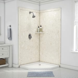 Splendor 40 in. x 40 in. x 80 in. 7-Piece Easy Up Adhesive Corner Shower Wall Surround in Calabria