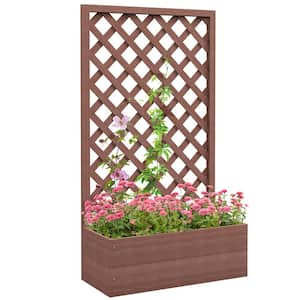 Middle 29.5 in. x 13.25 in. x 53.25 in. Light Brown Plastic Raised Garden Bed with Lattice Trellis (1-Pack)