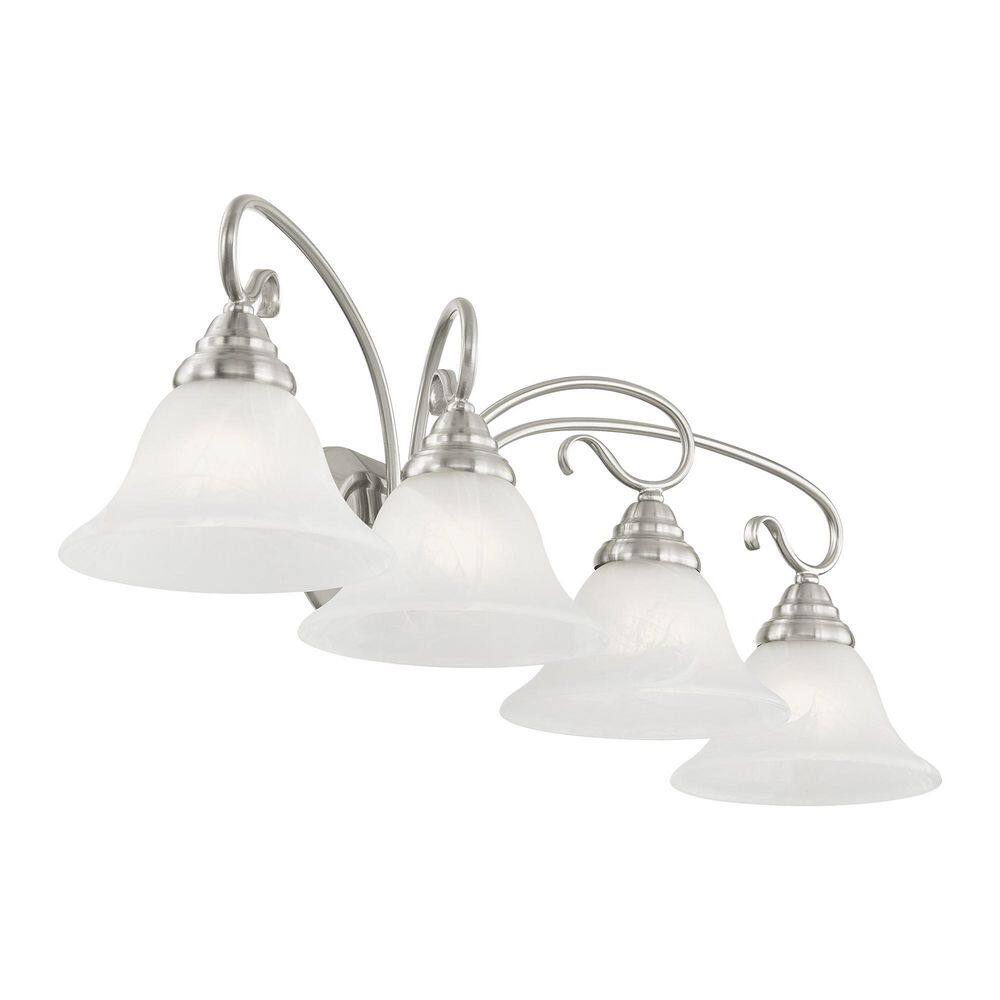 Coronado Brushed Nickel 4-Light Bath Vanity with White Alabaster Glass