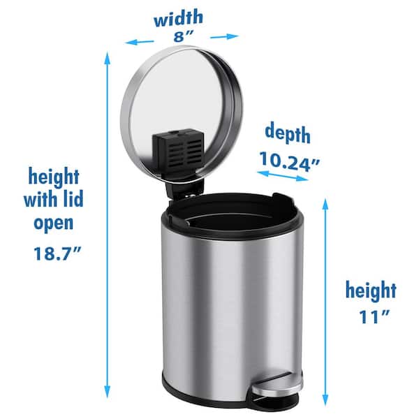 iTouchless SoftStep 13.2 Gallon Step Trash Can with Odor Filter System,  Stainless Steel 50 Liter Pedal Garbage Bin for Kitchen, Home, Office,  Silent