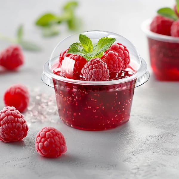 5 oz. Clear Plastic Disposable Food Storage Cups with Dome Lids Set, Plastic Parfait Serving Cups, 100 Pack