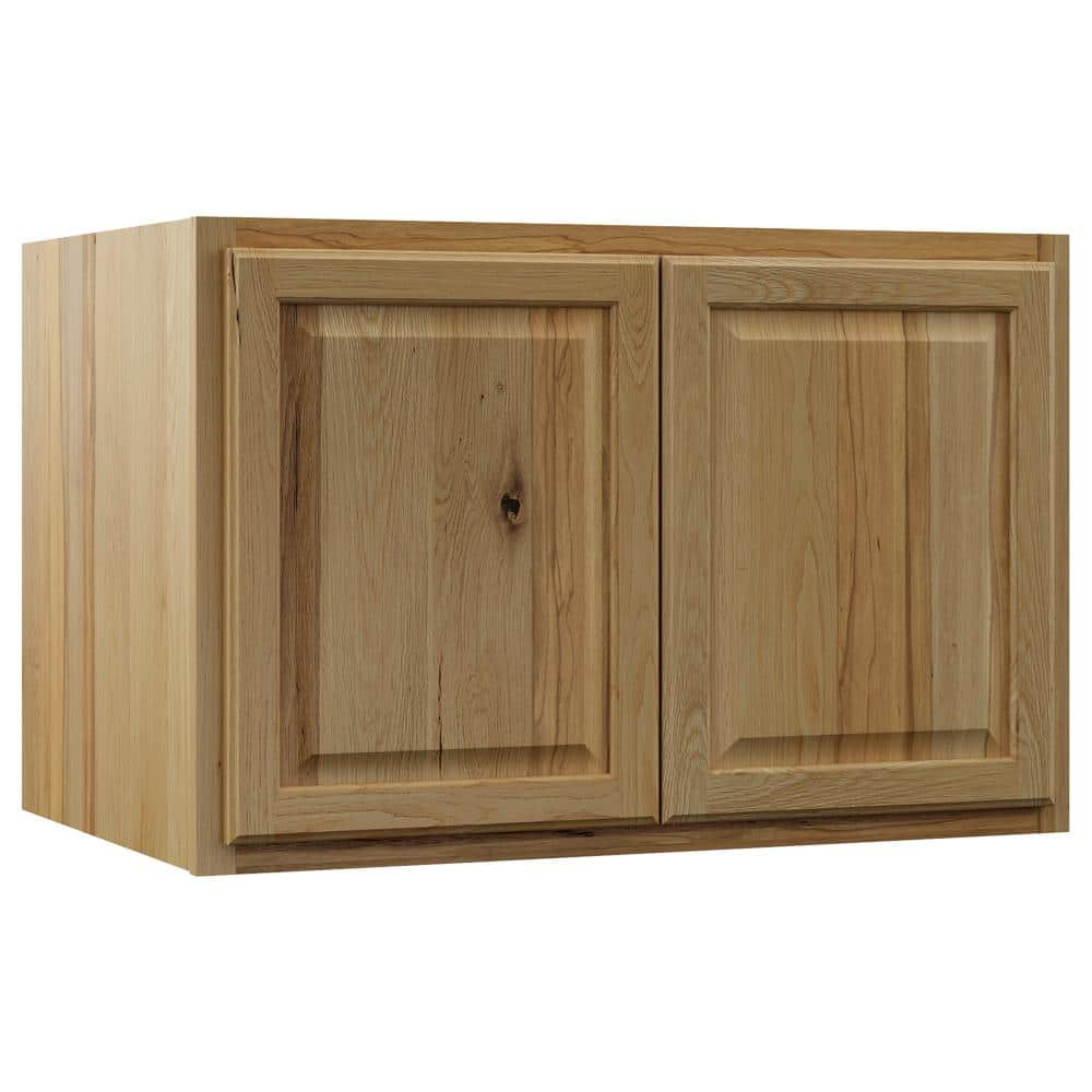 Hampton Bay Hampton Assembled 36x24x24 In Above Refrigerator Deep Wall   Natural Hickory Hampton Bay Assembled Kitchen Cabinets Kw362424 Nhk 64 1000 