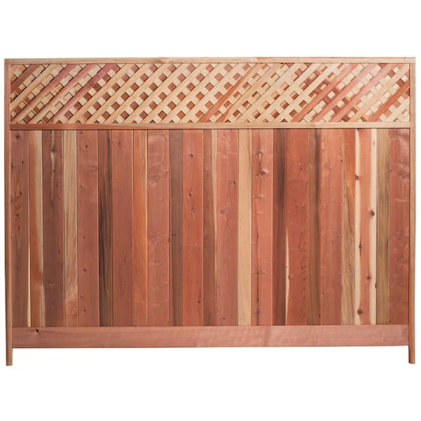 Mendocino Forest Products 6 ft. H x 8 ft. W Redwood Lattice Top Fence Panel