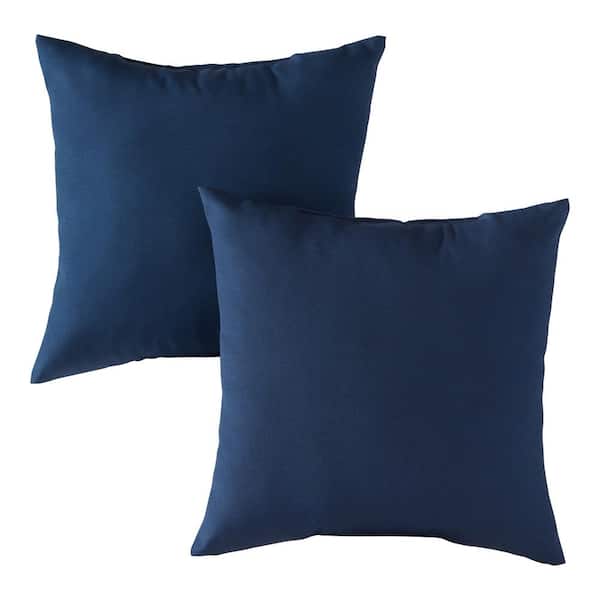 Greendale Home Fashions Solid Navy Square Outdoor Throw Pillow (2-Pack)