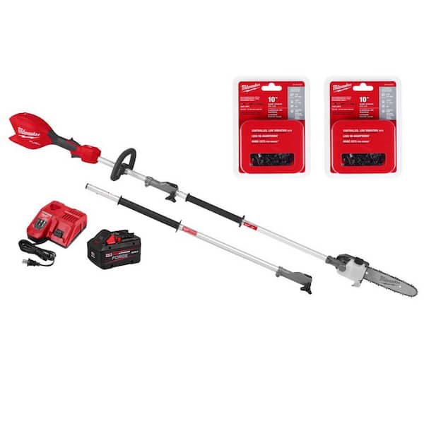 Milwaukee M18 FUEL 18V 10 in. Brushless Cordless Battery Powered QUIK-LOK Pole Saw 8.0 Ah FORGE Kit w/ (2) Extra Chain