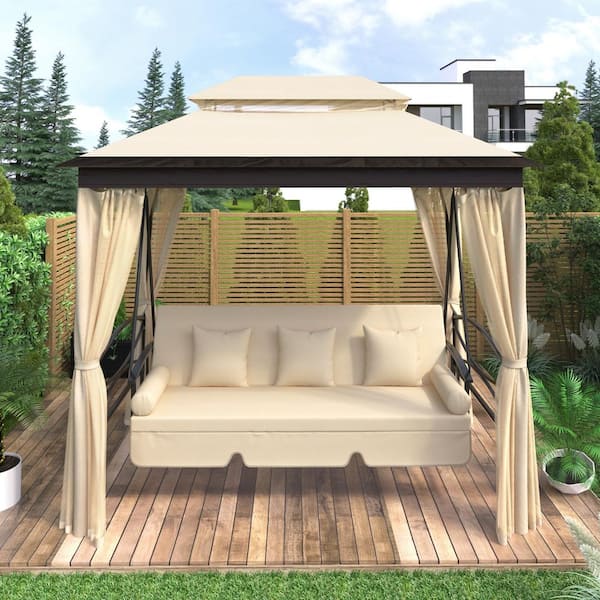 Zeus Ruta 8.9 ft. W x 5.9 ft. D Beige Outdoor Gazebo with