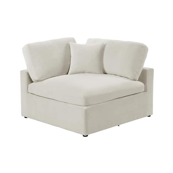 Best Master Furniture Remington Ivory Velvet Modular Corner Chair